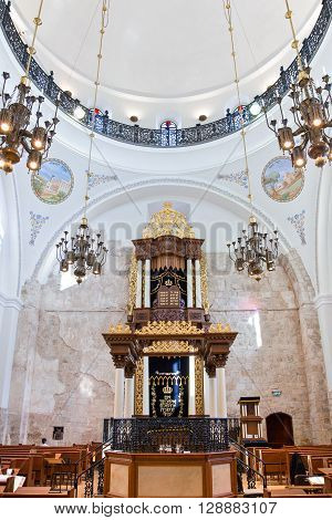 Jerusalem Israel - November 2 2010: The Hurva synagogue inside