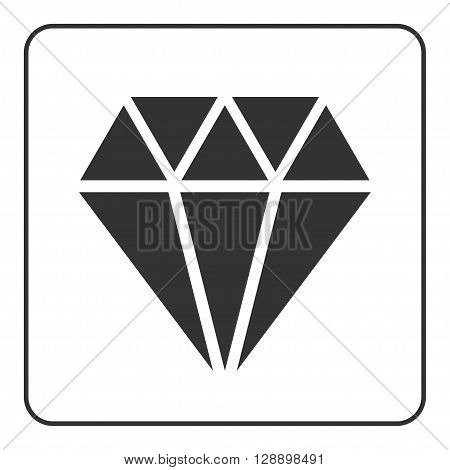 Diamond icon. Crystal sign. Brilliant stone. Black silhouette isolated on white background. Flat fashion design element. Symbol gift jewel gem or royal rich expensive success. Vector Illustration