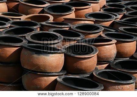 hand made Terracotta crocks at bazaar for sale