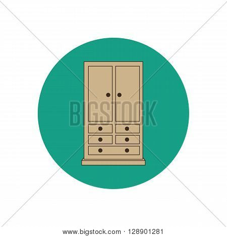 Armoire wardrobe ilustration. Furniture icon. Vector illustration