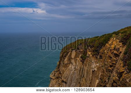 sea, rocks, rock, painting, view, ocean, nature, seascape,
