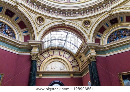 LONDON UK - JUNE 7 2015: At one of the halls of the London National Gallery London