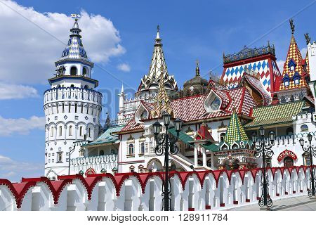 MOSCOW, RUSSIA - MAY 7, 2016: Izmailovskiy Kremlin in Moscow on a sunny day