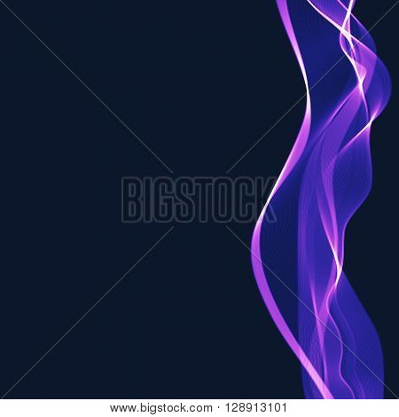 Blue wavy shiny ribbon on a dark background