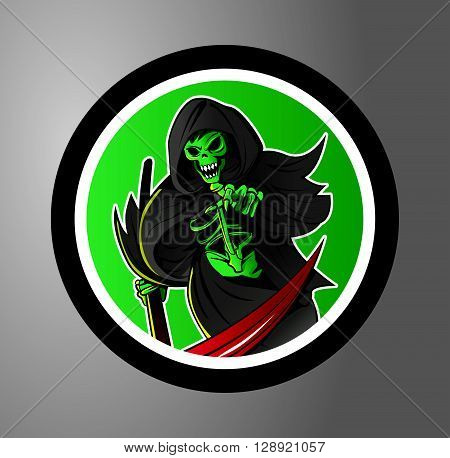 Grim Reaper Circle sticker .eps10 editable vector illustration design