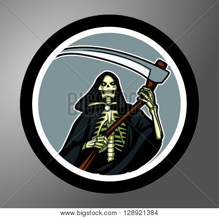 Grim Reaper Circle sticker .eps10 editable vector illustration design
