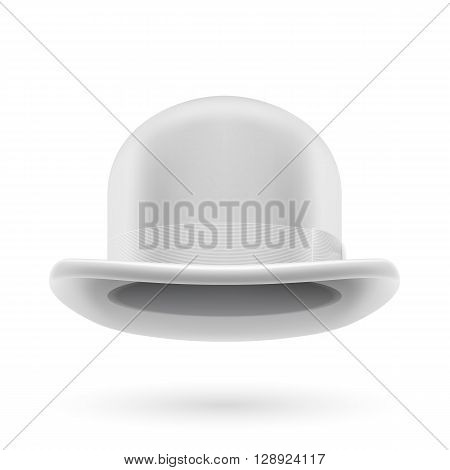 White round traditional hat with hatband on white background.
