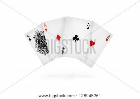Four aces isolated on white. 
in the air