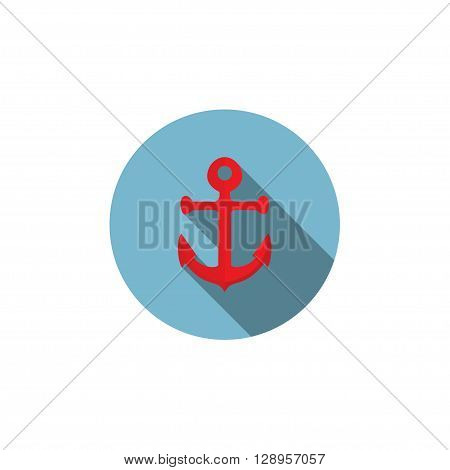 Flat vector icon with long shadow effect in stylish colors of web design objects business office. Anchor.