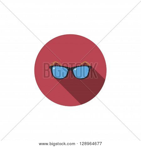 Flat vector icon with long shadow effect in stylish colors of web design objects business office. Glasses