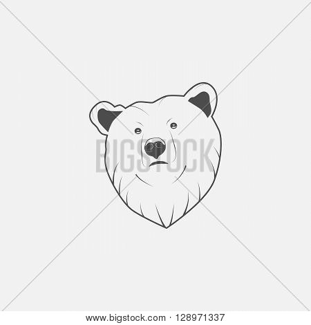 bear icon in grayscale style - vector illustration