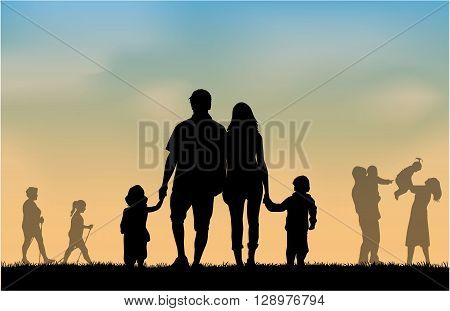 Group of people. Silhouette family .Wektorowa conceptual illustration.