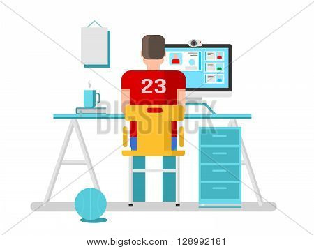 Video chat. Internet chating, correspondence with smartphone, multimedia conference, flat vector illustration
