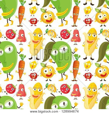 Seamless background  with vegetables and fruits illustration