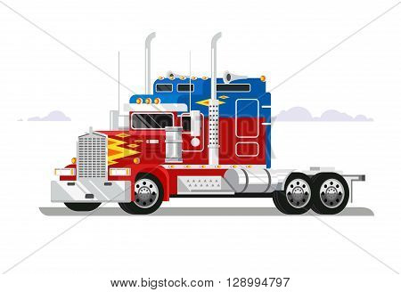 Fura truckers. Truck vehicle, transportation freight, automobile industrial, delivery cargo, flat vector illustration