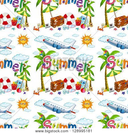 Seamless background  with summer vacation  illustration