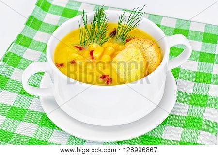 Soup of Mashed Potato with Corn Studio Photo