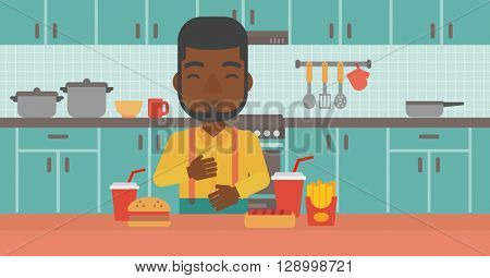 Man suffering from heartburn.