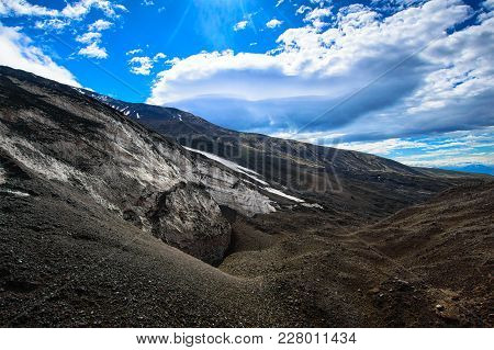 Volcanic Landscape. Avachinsky Volcano - Active Volcano Of Kamchatka Peninsula. Russia, Far East
