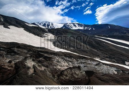 Volcanic Landscape. Avachinsky Volcano - Active Volcano Of Kamchatka Peninsula. Russia, Far East