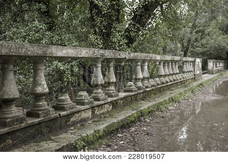 Old Abandoned Greek King Palace With Ruined Neoclassical Architecture