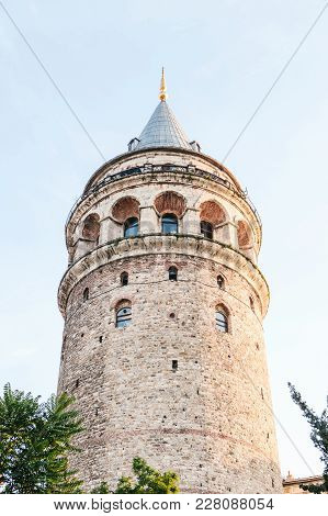 Galata Tower In Istanbul In Turkey. One Of The Oldest Sights Of The City.