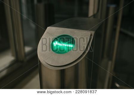 Turnstile For Checking Tickets For Passage Inside. Control, Safety, Verification