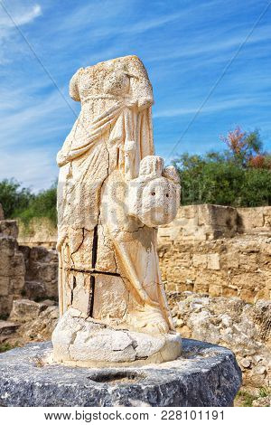Ruins Of The Female Statues Without Heads In Ancient City Of Salamis, Famagusta, North Cyprus, Turki