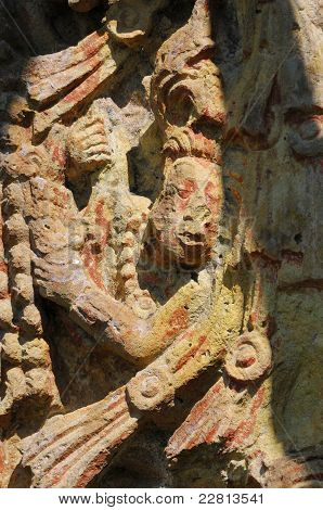 Skulpturer i arkæologiske Park i Copan Ruinas