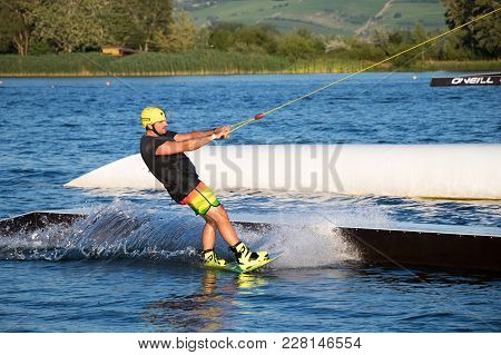 Rider Wakeboarding In The Cable Wake Park Merkur