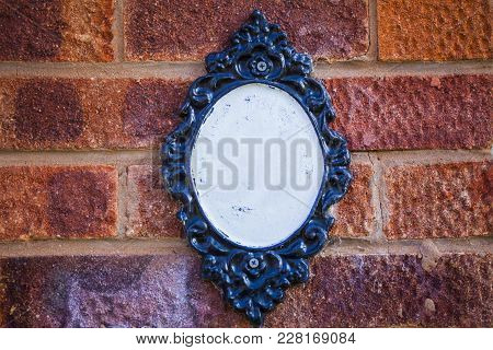 Blank Plate On Brick Wall, English Village, Blank Plate.