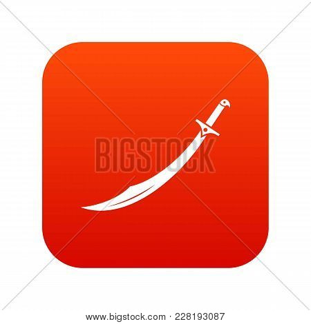 Scimitar Sword Icon Digital Red For Any Design Isolated On White Vector Illustration