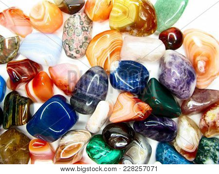 Amethyst Quartz Avanturine Sodalite Garnet Semigem Crystals Geological Mineral Set Isolated