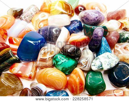 Amethyst Quartz Avanturine Sodalite Garnet Semigem Crystals Geological Mineral Set Isolated