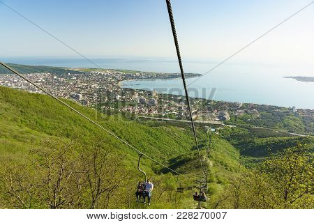 Russia, Gelendzhik, Krasnodar Region - April 30.2017: Descent On The Cable Car Of Gelendzhik Safari 