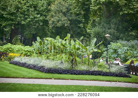London, England - August 22, 2017 Victoria Embankment Gardens In London