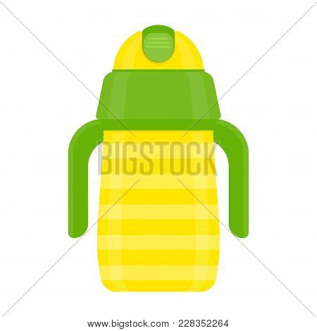 Baby Sippy Cup In Brignt Colors, Isolated On White Background. Vector Illustration Of Toddler Feedin