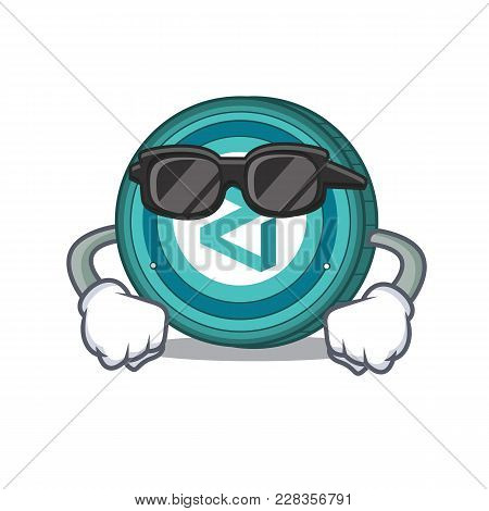 Super Cool Zilliqa Coin Character Cartoon Vector Illustration