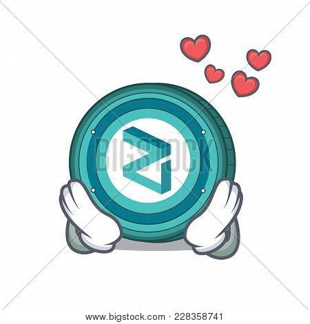 In Love Zilliqa Coin Macot Cartoon Vector Illustration