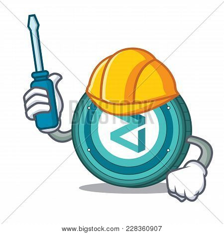 Automotive Zilliqa Coin Macot Cartoon Vector Illustration