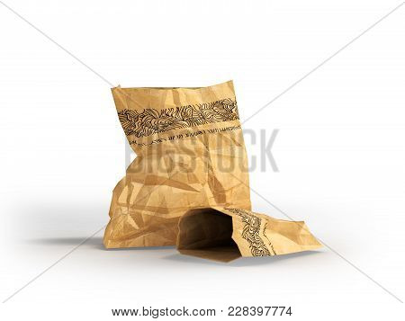 Paper Bags For Shopping In A Supermarket Two 3d Render On A White Background With A Shadow