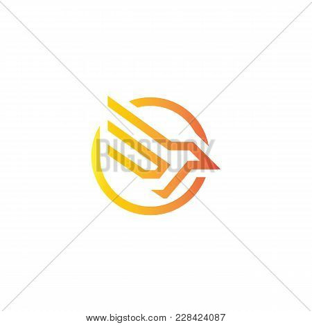 Bird Vector Logo. Gradient Orange Color Modern Stylized Unusual Wing Shape. Symbolic For Delivery, S