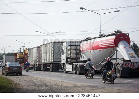 Car And Traffic On Highway Road Near Juction.