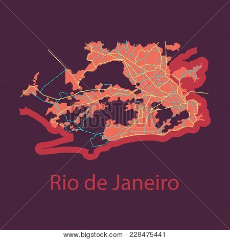 Modern Map - Rio De Janeiro Flat Cartography Modern