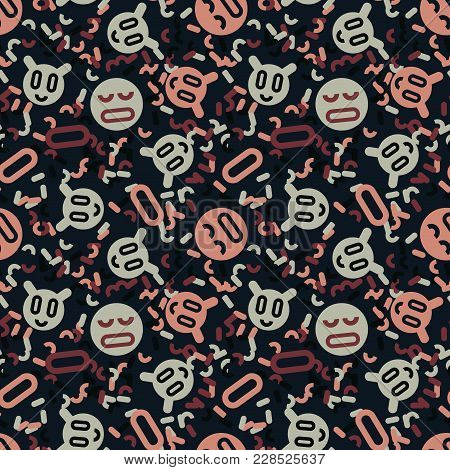 Digital Faces Creative Pattern. Digital Design For Print, Fabric, Fashion Or Presentation.