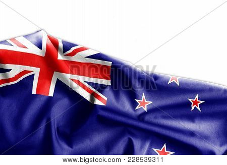 Waving Flag Of New Zeland On White Background