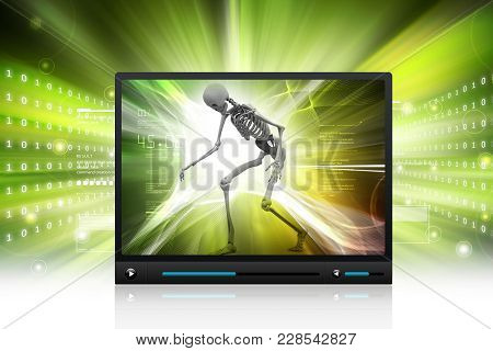 3d Illustration Of Human Skelton Display In Color Background