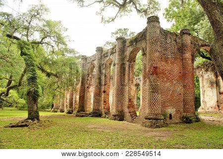 Historic Sheldon Church Ruins In Charleston, South Carolina