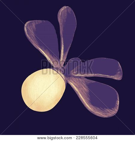 Firefly With Open Wings On Dark Background. Luminous Glowworm Symbol. Lightning Bugs Glowing At Nigh
