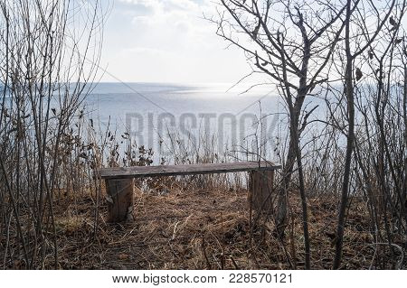 The Bench At The Height And The View Of The Ocean From Above